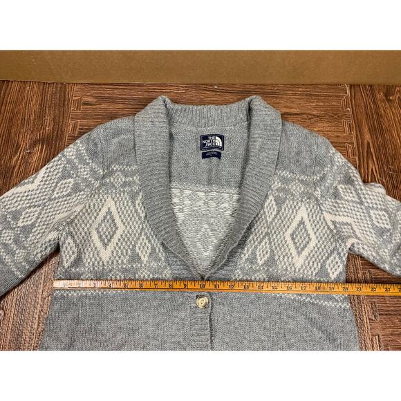 North Face Shawl Collar Icelandic Long Cardigan Nordic Size Large Wool Blend - Picture 8 of 9